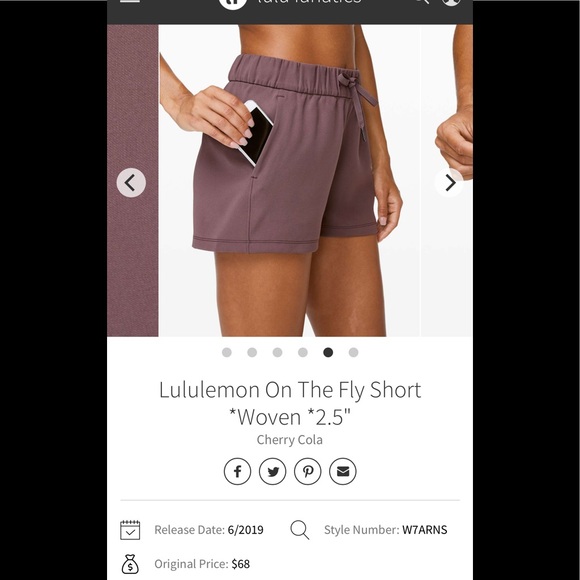 lululemon athletica Pants - NWOT lululemon in the fly short 2.5